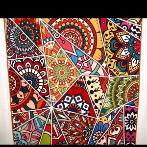 House of Clouds. mosaic retro design Beach towel, oversized, light & absorbent.